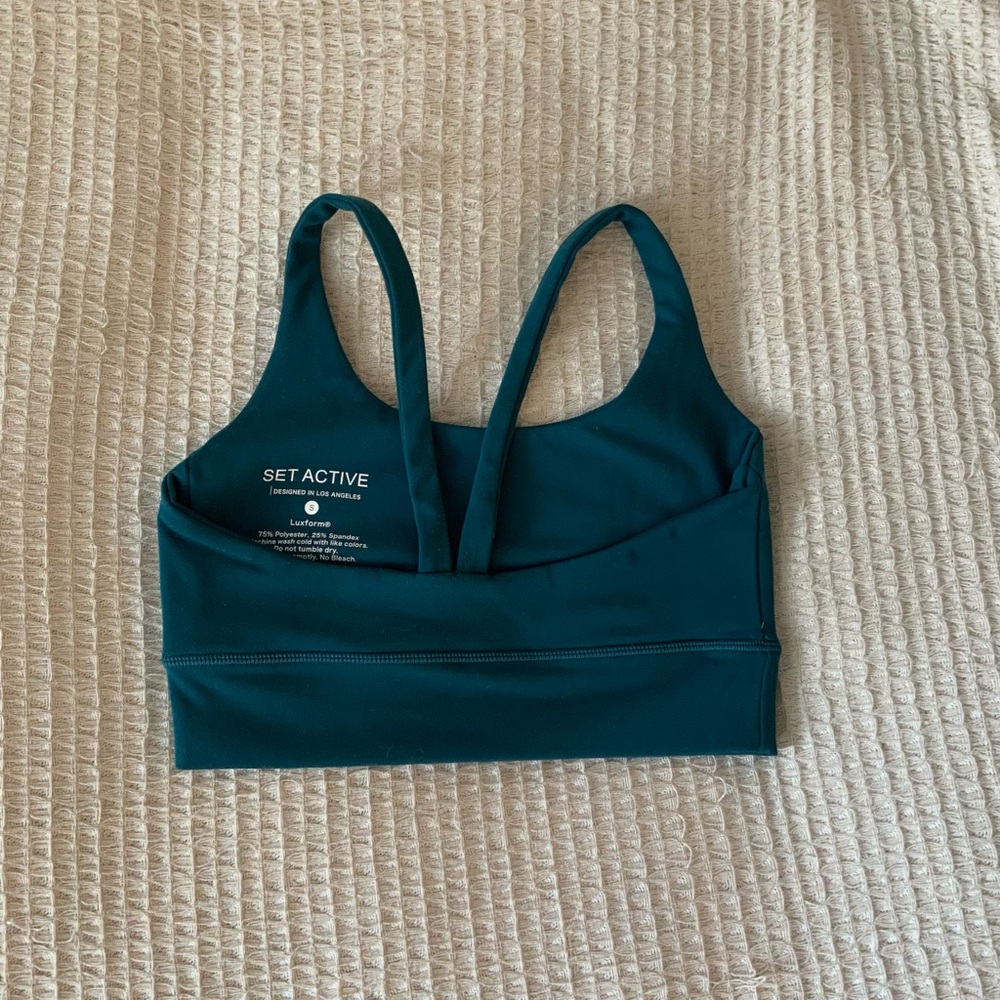 SET ACTIVE Luxform Blue Sports Bra Crop Tank Top Size Small Workout Yoga Shirt - Picture 3 of 6
